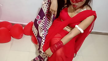 Indian bride in red saree celebrates Valentine's with her husband in erotic Indian web series